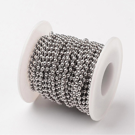 Цепочка отрезная (без замка), 3мм, с шариками, базовый материал - нержавеющая сталь, без покрытия, 1 метр