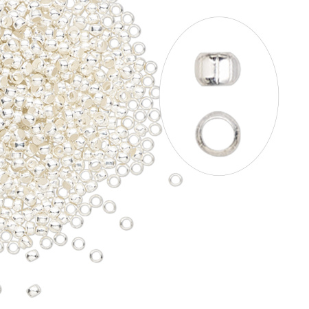 Кримпы, 2х1.5мм, базовый материал - латунь, серебристого цвета, 50 шт.