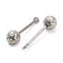 <p>Основа - штанга для лэмпворка с текстурированным шариком и петелькой. Шарик скручивается. На штифт можно надевать различные бусины, меняя их так часто, как захотите. Расстояние между петелькой и шариком 10-12 мм. Диаметр шарика - 5 мм. Диаметр штифта - 1.1 мм. Диаметр петельки - 2.3 мм. Общая длина - 19 мм. Размеры могут немного отличаться от заявленных. Базовый материал - нержавеющая сталь марок 304 (штифт) и 316 (бусина). Сталь этих марок используется в пищевой и медицинской промышленности: не темнеет, не облезает, гиполаллергенная. Оттенок может отличаться от фотографии и в разных поставках. Эти подвески-основы отлично подходят для создания серег, кулонов, брелоков. Цена за 2 шт.
</p>