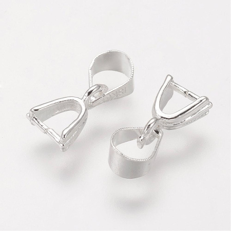 Держатель, 12х3мм, фигурный, зажимной, с подвижной петелькой, базовый материал - латунь, серебристого цвета, 1 шт.