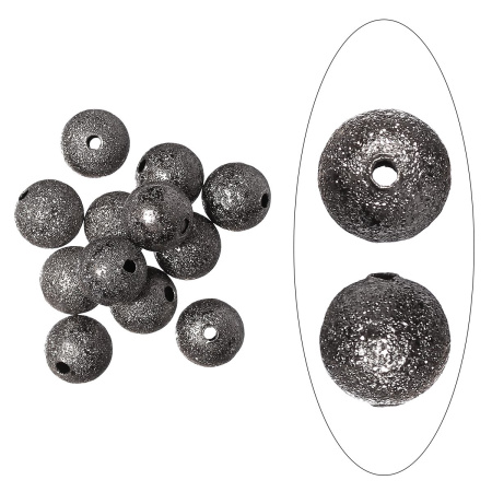 Бусина металлическая, 10мм, звездная пыль, базовый материал - латунь, вороненая сталь, 50 шт.