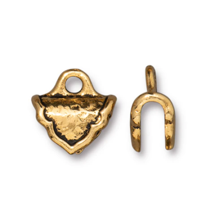 Концевики, 12х12мм (ширина 12мм), TierraCast, зажимы для ленты, узорные, базовый материал - оловянный сплав, позолоченные с чернением, пара