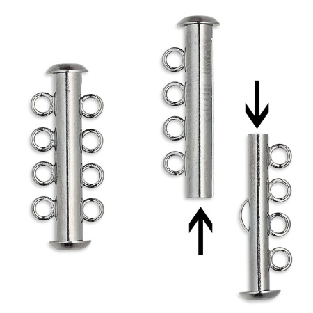 Застежка, 26х11мм, трубочка-слайдер на четыре нити, базовый материал - латунь, вороненая сталь, 1 шт. Застежка, 26х11мм, трубочка-слайдер на четыре нити, базовый материал - латунь, вороненая сталь, 1 шт.