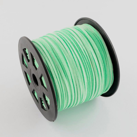 Шнур из искусственной замши, около 3х1.5мм, плоский, мятный, 5 метров