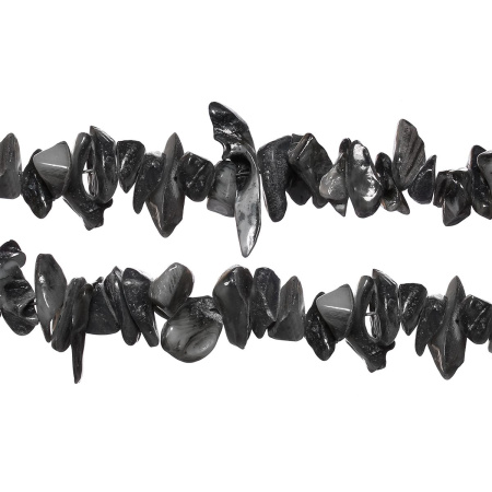 Бусина перламутр, 5х1-30х20мм, неправильной формы, серая, 80 шт., низка