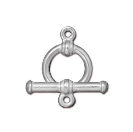 Застежка, 16х12мм, TierraCast, тогл, лаконичный, базовый материал - оловянный сплав, посеребренный, 1 шт.