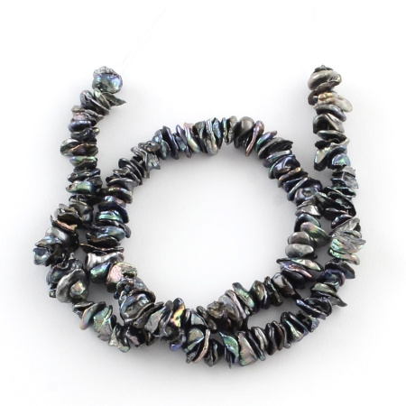 Бусина из жемчуга, 2-18мм, Кеши касуми, неправильной формы, лилово-чёрный радужный, 70-90 шт., низка