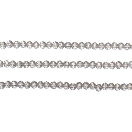 Бусины стеклянные, 4х3.5мм, граненые, рондели, бледно-голубые, 150 шт., низка