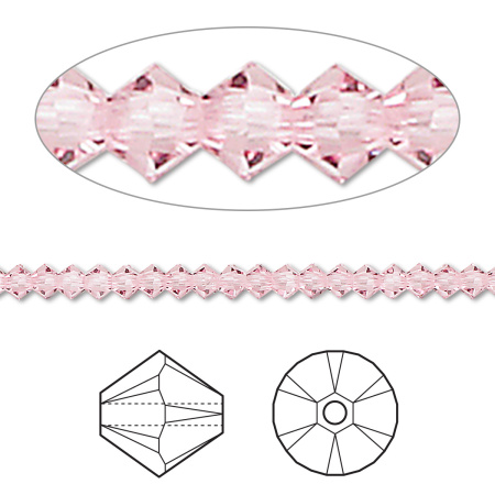 Бусина Swarovski, 3мм, Биконус (#5328), светлая роза (цвет 223), 10 шт.