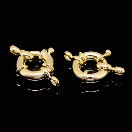 Застежка, 18х14мм, Корея, кольцо, с подвижной петелькой, с ответной частью, базовый материал - латунь, позолоченное, 1 шт.