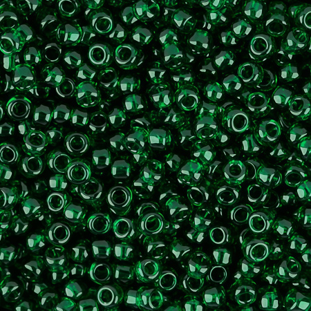 Бисер TOHO круглый, размер 11/0, цвет #939 (Прозрачный, зеленый изумруд), 10 грамм