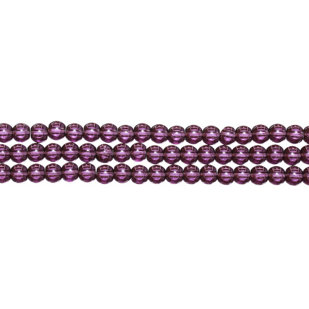 Бусины стеклянные, 4мм, фиолетовые, 76 шт., низка