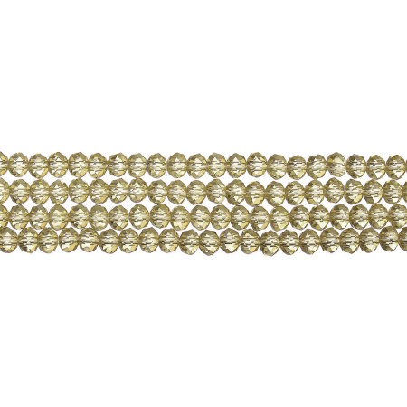 Бусины стеклянные, 4х3.5мм, граненые, рондели, светло-желтые, 150 шт., низка