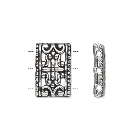 <p>Посеребренный разделитель в форме прямоугольника с резным растительным орнаментом. На три отверстия, односторонний. Оттенок может отличаться от фотографии и в разных поставках. Цена за 2 шт.</p>