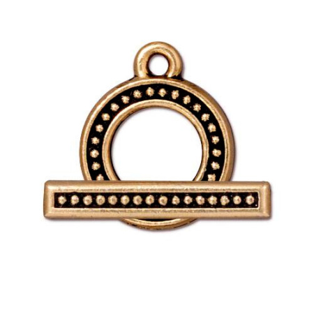 Застежка, 19х16мм, TierraCast, тогл, с пупырышками, базовый материал - оловянный сплав, позолоченный с чернением, 1 шт.