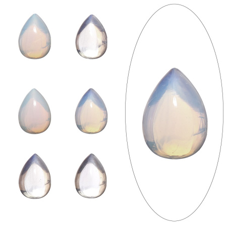 Кабошон каменный, 14х10мм, в форме капли, лунный камень (имитация), 1 шт. УЦЕНКА