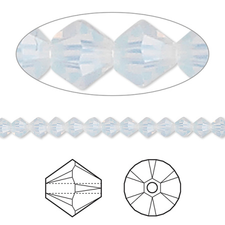 Бусина Swarovski, 4мм, Биконус (#5328), белый опал (цвет 234), 10 шт.