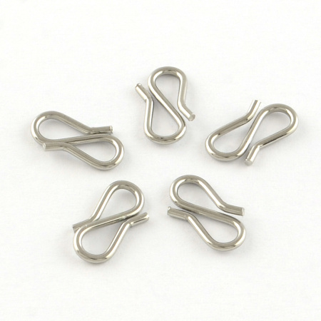 Застежка, 13х7мм, крючок, базовый материал - нержавеющая сталь, без покрытия, 1 шт.