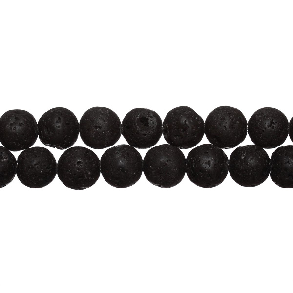 <p>Бусины из натуральной вулканической лавы (вулканического туфа), тонированной в черный цвет. Оттенок может отличаться от фотографии и в разных поставках. Диаметр отверстия около 1 мм. Могут немного отличаться по форме и размеру. Цена за низку длиной примерно 37-38 см, около 36 бусин (низки формируются без проверки каждой бусины на дефекты).</p>
