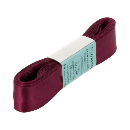 Лента атласная, Gaммa, 25мм, темно-вишневая №076, моток, 5 метров Лента атласная, Gaммa, 25мм, темно-вишневая №076, моток, 5 метров