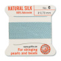 <p>Прочная нить из высококачественного натурального 100% шелка, произведена компанией Griffin (Германия). К нити прикреплена проволочная иголочка. Идеально подходит для использования с жемчугом и натуральными камнями. Цвет бирюзово-голубой (turquoise). Оттенок может немного отличаться от фотографии. Толщина около 0,7 мм. Цена за моток 2 метра.</p>