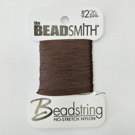 Нить нейлоновая Beadstring, толщина 2, темно-коричневая, моток, 23.7 метра