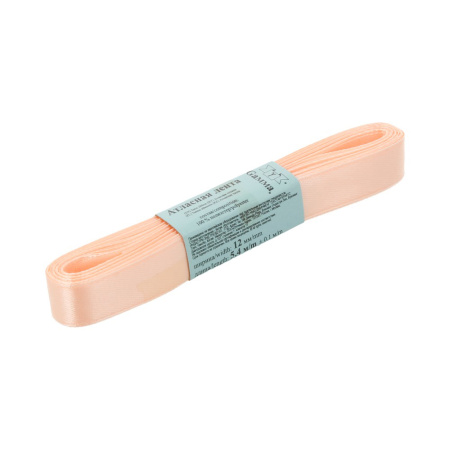 Лента атласная, Gaммa, 12мм, персиковая №007, моток, 5 метров Лента атласная, Gaммa, 12мм, персиковая №007, моток, 5 метров