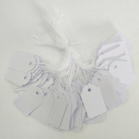 Ценники ювелирные, 29х18мм, картон с нитью, белые, 100 шт.