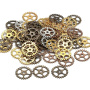 <p>Набор декоративных элементов - шестеренок из металлического сплава. Эти шестеренки могут также использоваться как подвески или соединительные элементы. Отлично подойдут для украшений в стиле стимпанк (steampunk). Возможные цвета: золото, бронза, медь, тибетское серебро. Оттенок может отличаться от фотографии и в разных поставках. Цена за 20 шестерёнок случайного цвета.</p>