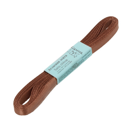 Лента атласная, Gaммa, 6мм, коричневая №037, моток, 5 метров Лента атласная, Gaммa, 6мм, коричневая №037, моток, 5 метров