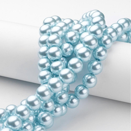 <p>
Стеклянные бусины с покрытием под жемчуг светлого серо-голубого цвета. Бусины могут немного отличаться по форме и размеру, быть слегка приплюснутыми у отверстия. Оттенок может немного отличаться от представленного на фото. Цена за низку 80 см, около 70 шт.
</p>