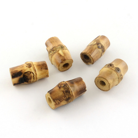 Бусина деревянная, 18х10-22х14мм, трубочка, бамбук, 5 шт.