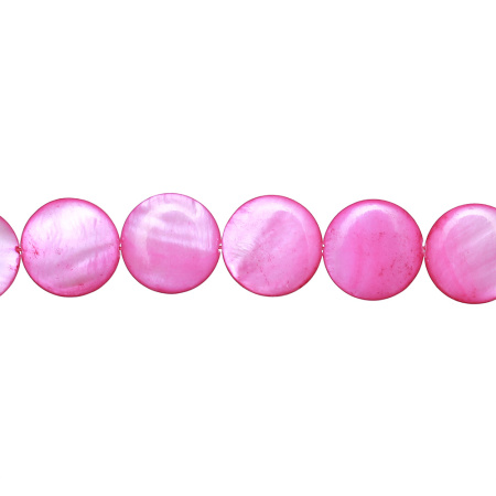 <p>
Круглые бусины-пластинки из натурального тонированного перламутра ярко-розового цвета. На бусинах есть темные пятна и неровности естественного происхождения. Оттенок может отличаться от фото. Бусины могут немного отличаться по форме и размеру. Цена за 1 низку (примерно 26 бусин).
</p>
