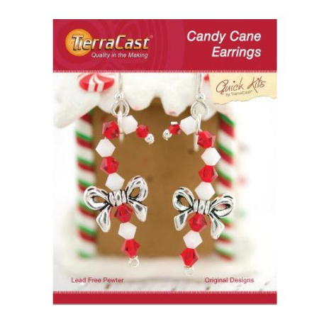 Набор для сборки украшения, 50мм, TierraCast, серьги Candy Cane, посеребренные