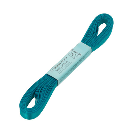 Лента атласная, Gaммa, 6мм, ярко-голубая №074, моток, 5 метров Лента атласная, Gaммa, 6мм, ярко-голубая №074, моток, 5 метров