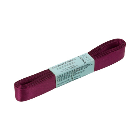 Лента атласная, Gaммa, 12мм, баклажановая №030, моток, 5 метров Лента атласная, Gaммa, 12мм, баклажановая №030, моток, 5 метров