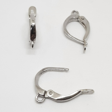 Швензы закрытые, 15х2.4мм, с английским замком, Классические, базовый материал - латунь, родий, пара Швензы закрытые, 15х2.4мм, с английским замком, Классические, базовый материал - латунь, родий, пара