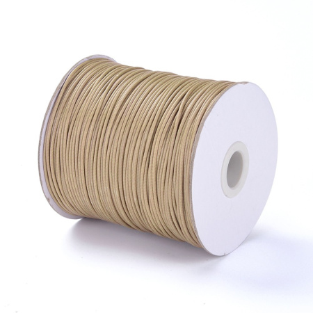 Шнур синтетический вощеный, полиэстеровый, около 1.5мм, песочно-бежевый, 10 метров