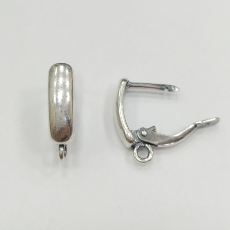 Швензы закрытые, 16.5х4мм, с английским замком, Эллипс гладкий, базовый материал - латунь, посеребренные с чернением, пара