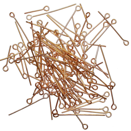 Пины с ушком, 16-50х0.7мм, базовый материал - железо, золотистого цвета, 10 грамм