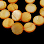 <p>
Круглые бусины-пластинки из натурального тонированного перламутра желтого цвета. На некоторых бусинах есть темные пятна естественного происхождения. Бусины могут немного отличаться по форме и размеру. Цена за 1 низку (примерно 27 бусин).
</p>