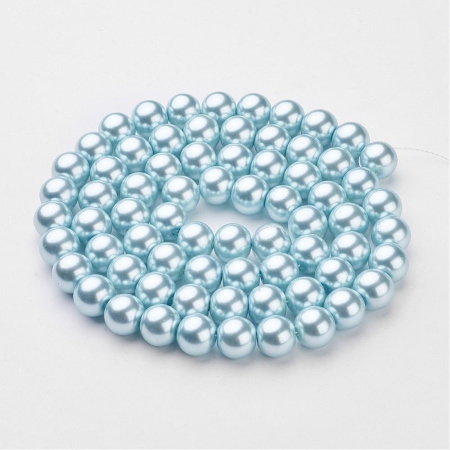 Бусина стеклянная, 12мм, жемчуг искусственный, серо-голубой, 70 шт., низка