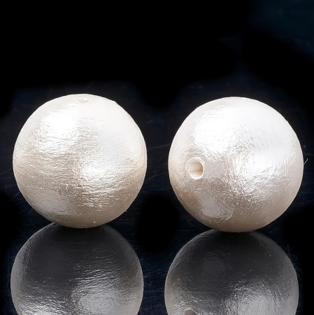 Бусина из хлопка, 12-13мм, хлопковый жемчуг, белый, 2 шт.