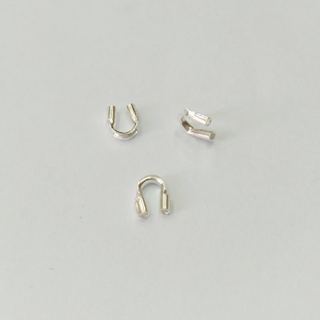 Концевики, 5х5мм (внутренний размер 0.7мм), Beadalon, защитные скобы, базовый материал - латунь, посеребренные, пара