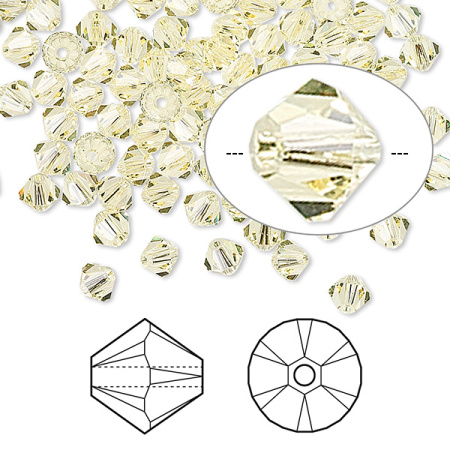 Бусина Swarovski, 4мм, Биконус (#5328), светло-желтый (цвет 213), 10 шт.