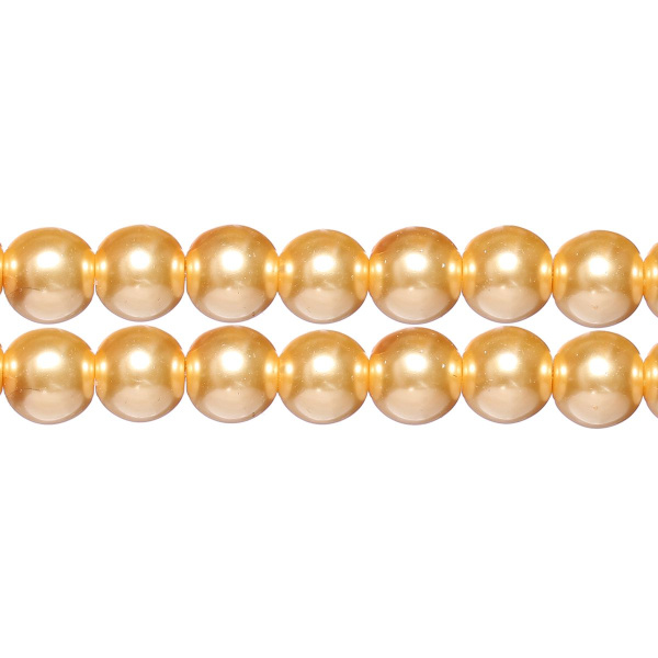 <p>
Стеклянные бусины с покрытием под жемчуг золотисто-желтого цвета. Бусины могут немного отличаться по форме и размеру, быть слегка приплюснутыми у отверстия. Оттенок может немного отличаться от представленного на фото. Цена за низку 80 см, около 70 шт.
</p>
