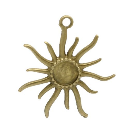 Рамка для кабошона, 51х46мм (внутренний размер 12мм), стилизованное солнышко, базовый материал - цинковый сплав, бронзовое, 2 шт. Рамка для кабошона, 51х46мм (внутренний размер 12мм), стилизованное солнышко, базовый материал - цинковый сплав, бронзовое, 2 шт.